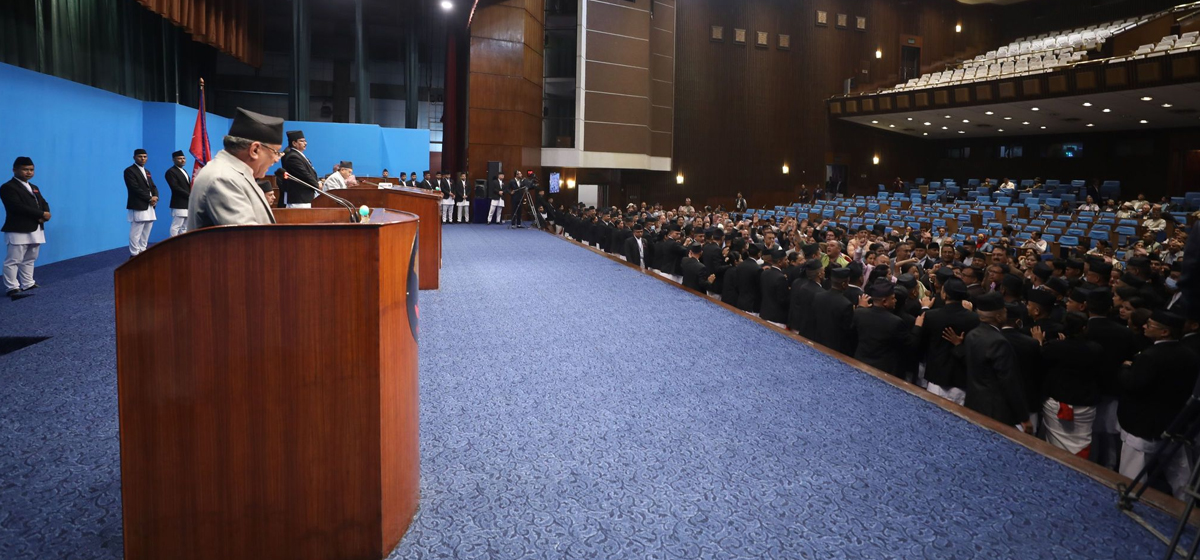 विपक्षीको नाराबाजीका बिच प्रधानमन्त्रीले विश्वासको मत पाएको घोषणा